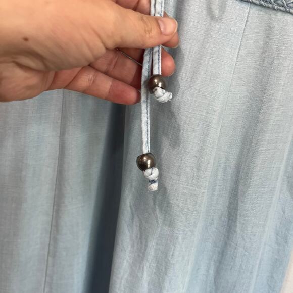 Guess Blue Denim Maxi Dress Size XS Spaghetti Strap Summer Boho Festival - Picture 5 of 9